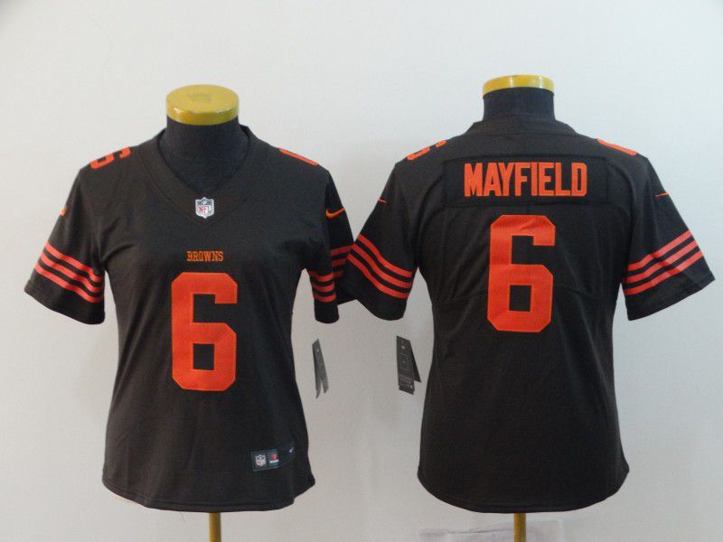 Women Cleveland Browns #6 Mayfield Brown Nike Vapor Untouchable Limited Playe NFL Jerseys